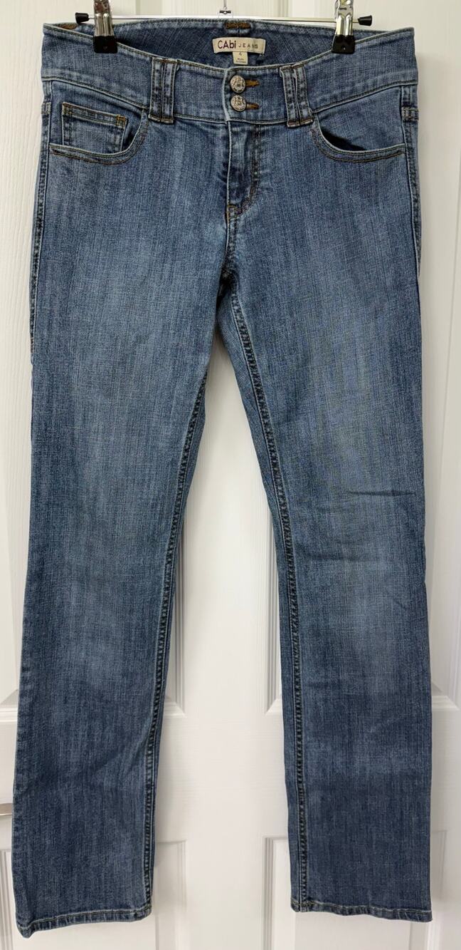 CABI size 4 jeans straight leg ankle double button closure denim jeans